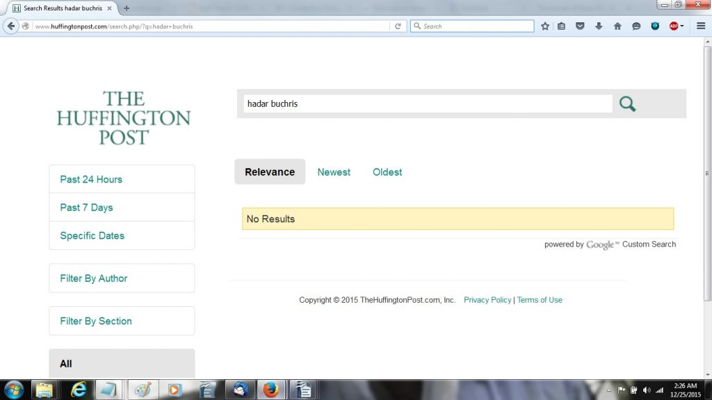 25Dec15 Search Hadar Buchris at HuffPost - NOTHING