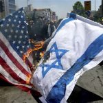 US Israeli flags burning